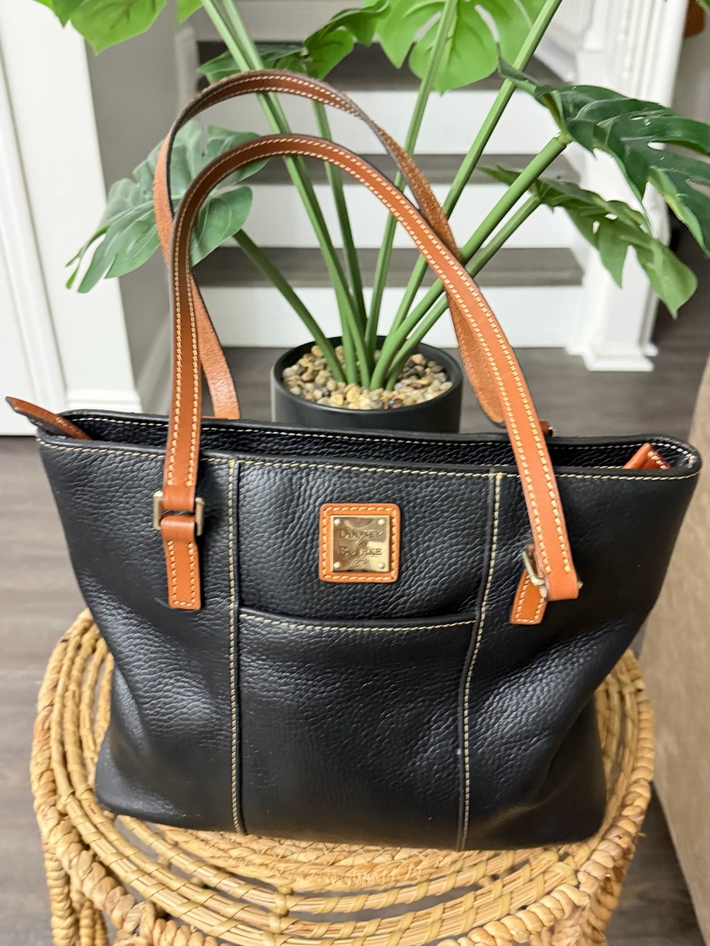Dooney & Bourke Black Pebbled Leather Lexington Tote Bag
